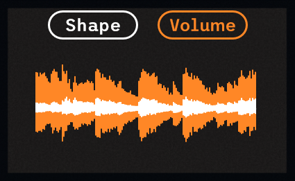 Volume tab on touchscreen